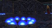 Innoruuk at his spawn point and the three circles of runestones. (click for larger version)